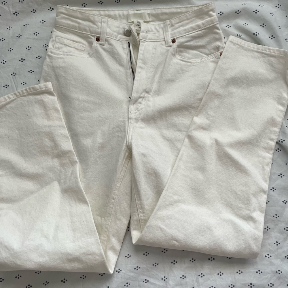 High waisted cream mom jeans